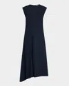 Vanessa Bruno Enea Sleeveless High-low Midi Dress In Marine