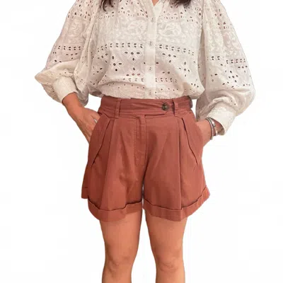 Vanessa Bruno Enoa Pleated Short In Terracotta In Brown