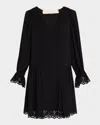 Vanessa Bruno Enora Scalloped Eyelet Shift Dress In Noir