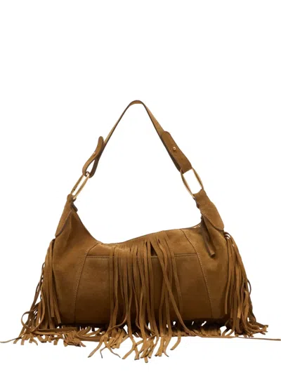 Vanessa Bruno Epaule Fringed Removable Strap Shoulder Beg In Brown