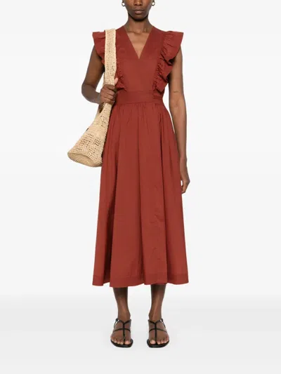 Vanessa Bruno Ermione Midi Dress In Brown