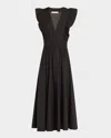 Vanessa Bruno Ermione Sleeveless Ruffle Midi Wrap Dress In Noir