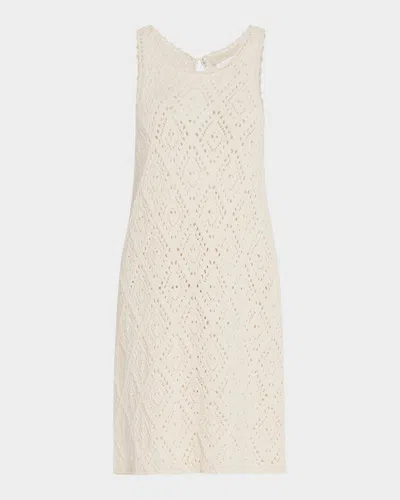 Vanessa Bruno Escarlett Pointelle-knit Cotton Mini Dress In Neutral