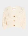 Vanessa Bruno Essam Cropped Pointelle-knit Cardigan In Ecru