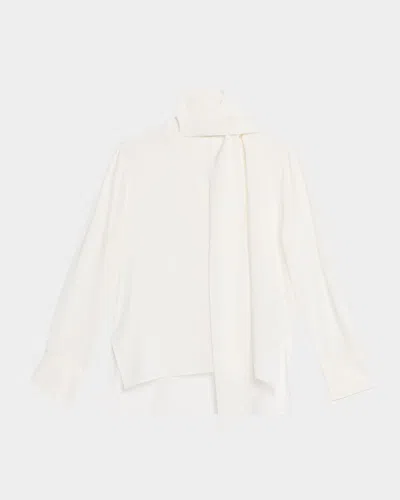 Vanessa Bruno Esteban Neck-scarf Long-sleeve Silk Top In Ecru