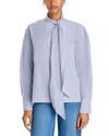 Vanessa Bruno Striped Tie-neck Cotton Blouse In Bleu
