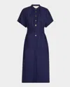 Vanessa Bruno Ezola Ruched Tie-waist Midi Shirtdress In Encre