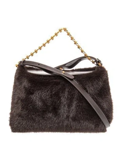 Pre-owned Vanessa Bruno Faux Fur Evening Bag In Black
