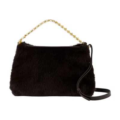 Vanessa Bruno Faux Fur Shoulder Bag In Black