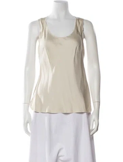 Pre-owned Vanessa Bruno Faux Leather Scoop Neck Top In Neutral