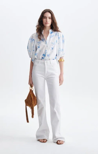 Vanessa Bruno Felicie Puff Sleeve Floral Blouse In Ecru