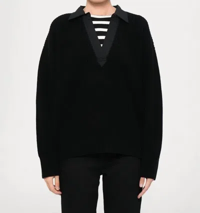 Vanessa Bruno Fleuriane Low-cut V-neck Sweater In Noir In Black