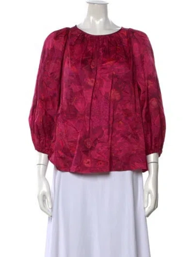 Pre-owned Vanessa Bruno Floral Print Crew Neck Blouse In Pink