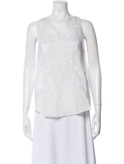 Pre-owned Vanessa Bruno Floral Print Crew Neck Blouse In White