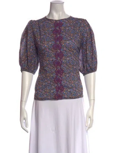 Pre-owned Vanessa Bruno Floral Print Crew Neck Top In Multicolor
