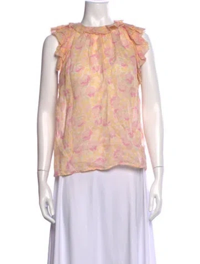 Pre-owned Vanessa Bruno Floral Print Crew Neck Top In Pink
