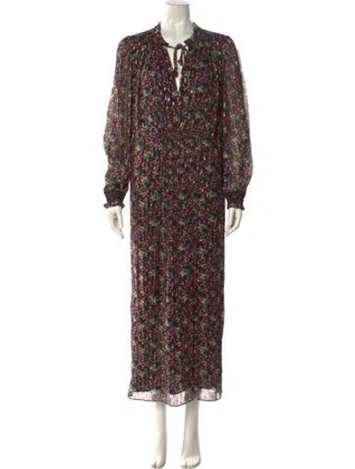 Pre-owned Vanessa Bruno Floral Print Long Dress In Black