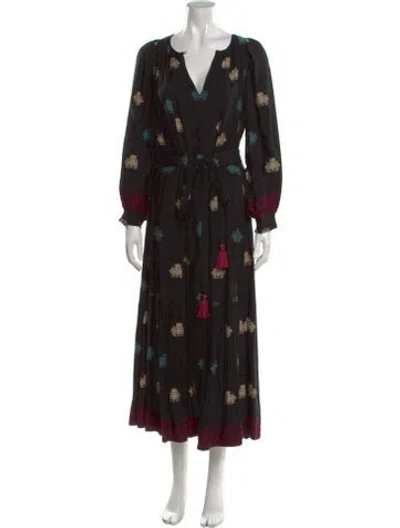 Pre-owned Vanessa Bruno Floral Print Long Dress In Black