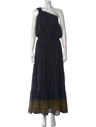 Pre-owned Vanessa Bruno Floral Print Long Dress In Black
