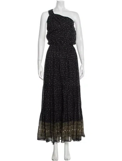 Pre-owned Vanessa Bruno Floral Print Long Dress In Black