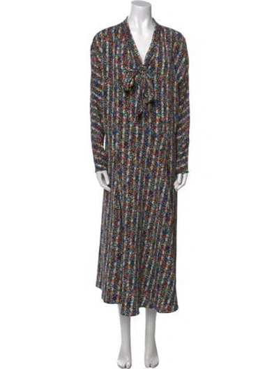 Pre-owned Vanessa Bruno Floral Print Long Dress In Blue