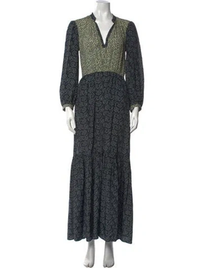 Pre-owned Vanessa Bruno Floral Print Long Dress In Blue