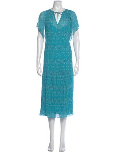 Pre-owned Vanessa Bruno Floral Print Long Dress In Blue