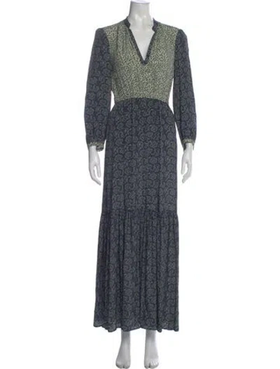 Pre-owned Vanessa Bruno Floral Print Long Dress In Blue