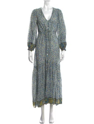 Pre-owned Vanessa Bruno Floral Print Long Dress In Blue