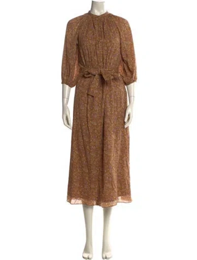 Pre-owned Vanessa Bruno Floral Print Long Dress In Brown