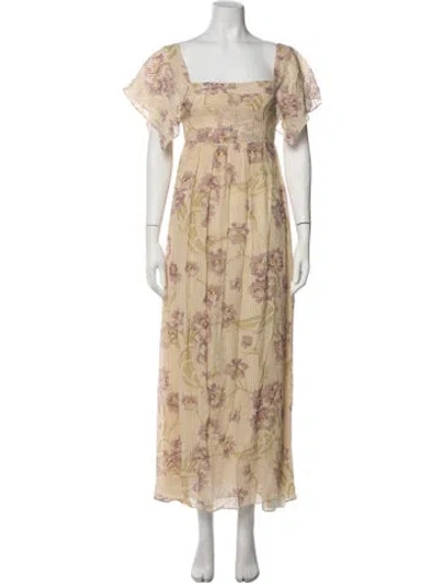 Pre-owned Vanessa Bruno Floral Print Long Dress In Neutrals