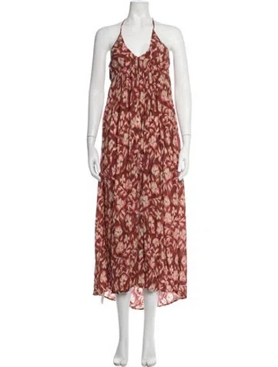 Pre-owned Vanessa Bruno Floral Print Long Dress In Red