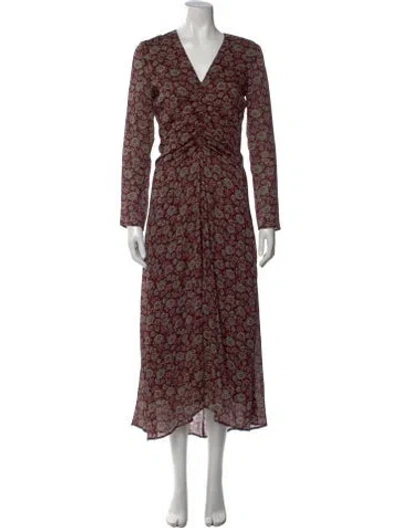 Pre-owned Vanessa Bruno Floral Print Long Dress W/ Tags In Burgundy