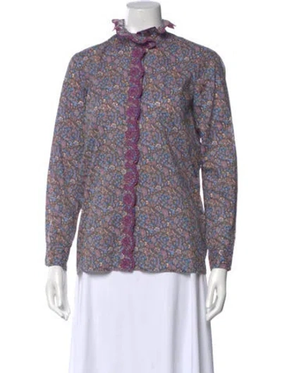 Pre-owned Vanessa Bruno Floral Print Long Sleeve Blouse In Blue