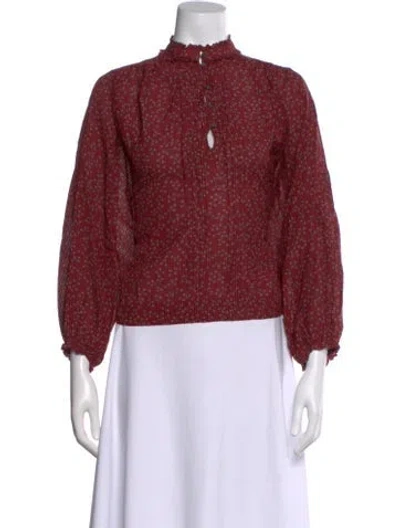 Pre-owned Vanessa Bruno Floral Print Long Sleeve Blouse In Burgundy