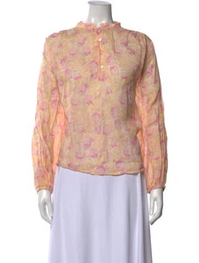 Pre-owned Vanessa Bruno Floral Print Long Sleeve Blouse In Pink
