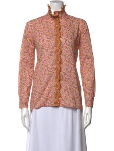 Pre-owned Vanessa Bruno Floral Print Long Sleeve Blouse In Pink