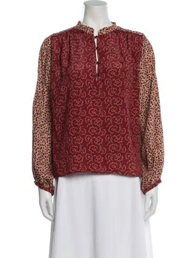 Pre-owned Vanessa Bruno Floral Print Long Sleeve Blouse In Red