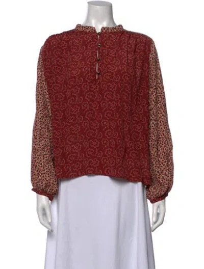 Pre-owned Vanessa Bruno Floral Print Long Sleeve Blouse In Red