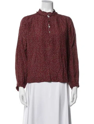 Pre-owned Vanessa Bruno Floral Print Long Sleeve Blouse W/ Tags In Red