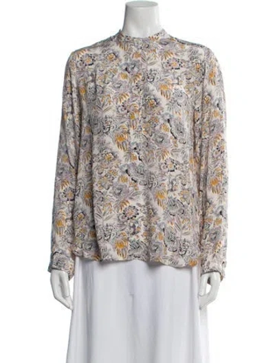Pre-owned Vanessa Bruno Floral Print Long Sleeve Blouse In White