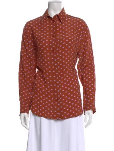 Pre-owned Vanessa Bruno Floral Print Long Sleeve Button-up Top In Orange