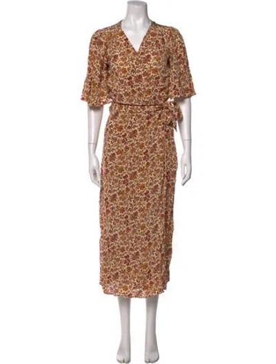 Pre-owned Vanessa Bruno Floral Print Midi Length Dress In Neutral