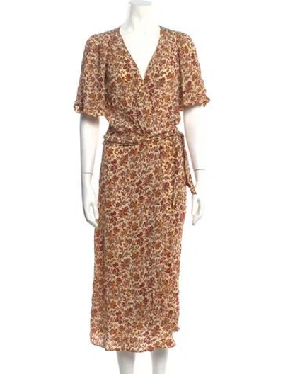 Pre-owned Vanessa Bruno Floral Print Midi Length Dress In Neutrals