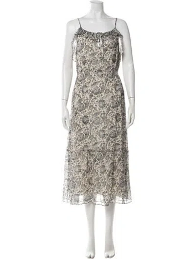 Pre-owned Vanessa Bruno Floral Print Midi Length Dress In Neutrals