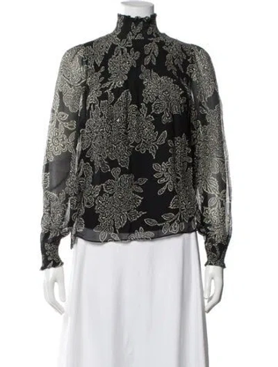 Pre-owned Vanessa Bruno Floral Print Mock Neck Blouse In Multicolor