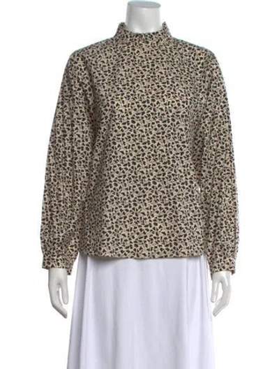 Pre-owned Vanessa Bruno Floral Print Mock Neck Top In Neutrals