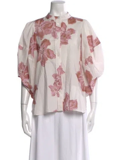 Pre-owned Vanessa Bruno Floral Print Short Sleeve Blouse In Pink