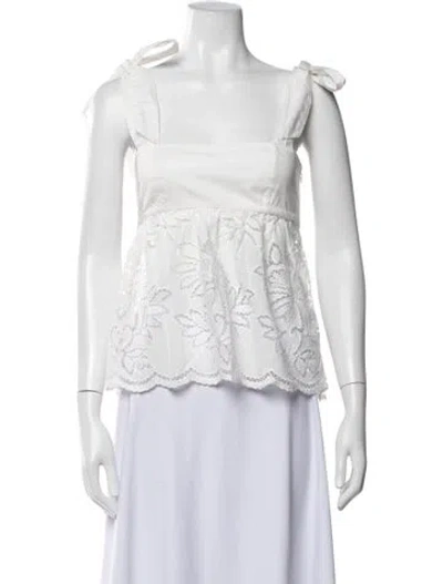 Pre-owned Vanessa Bruno Floral Print Square Neckline Top In White
