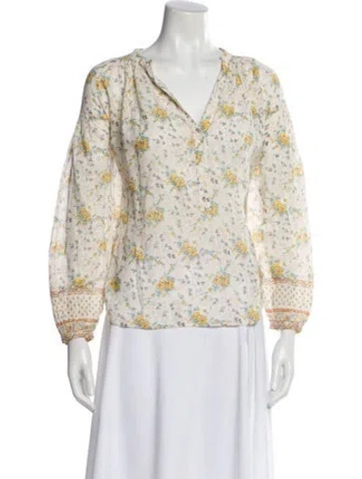 Pre-owned Vanessa Bruno Floral Print V-neck Blouse In Neutral